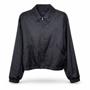 Uniqlo Black Cotton Sateen Full Zip Harrington Bomber Jacket Mens Size XL‎